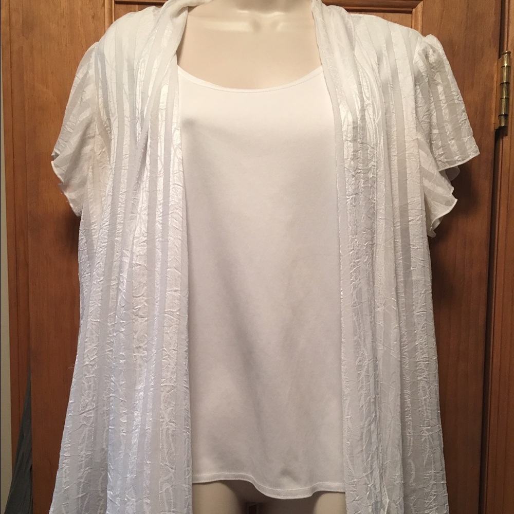 Dress Barn Sz L White twinset dressy top.